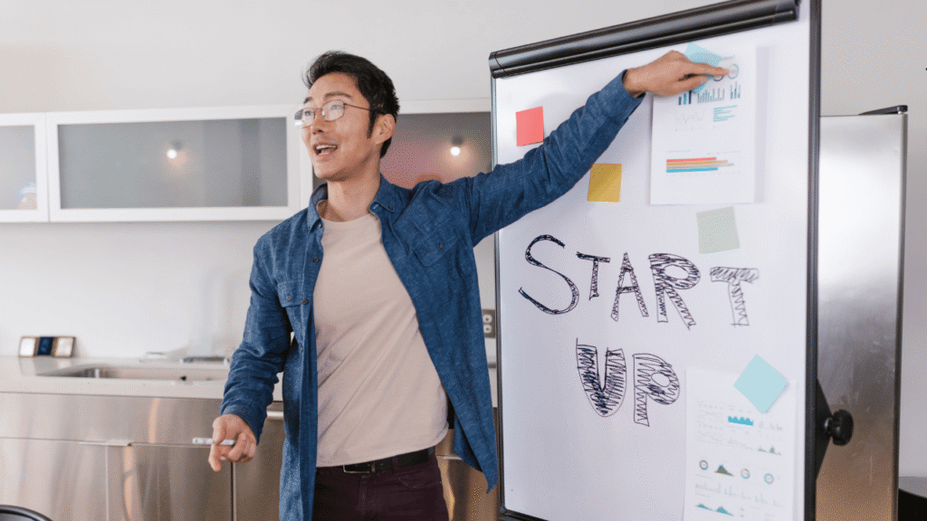 A person Creating business strategy